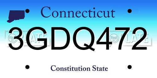 3GDQ472 Connecticut License Plate