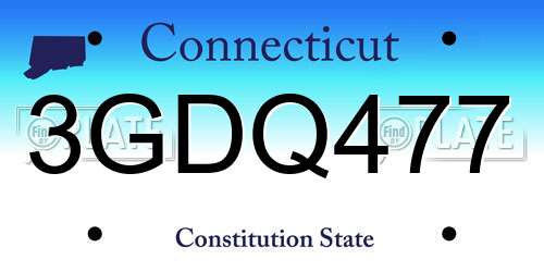 3GDQ477 Connecticut License Plate