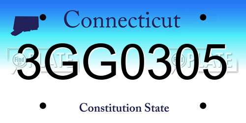 3GG0305 Connecticut License Plate