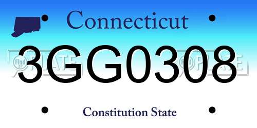 3GG0308 Connecticut License Plate