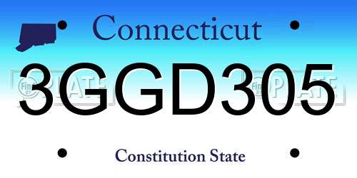 3GGD305 Connecticut License Plate