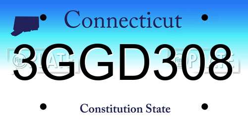 3GGD308 Connecticut License Plate
