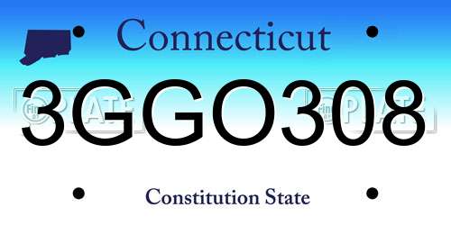 3GGO308 Connecticut License Plate