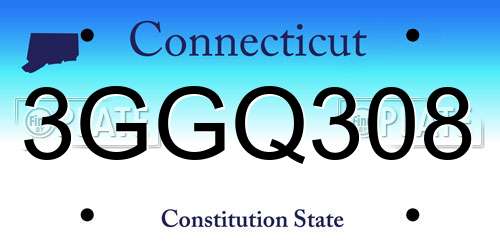 3GGQ308 Connecticut License Plate