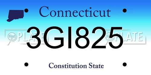 3GI825 Connecticut License Plate