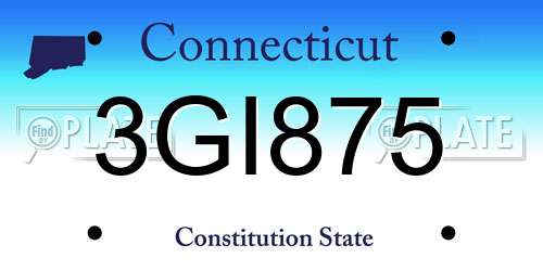 3GI875 Connecticut License Plate