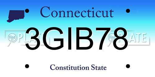 3GIB78 Connecticut License Plate