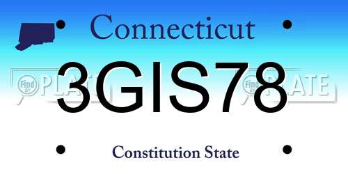 3GIS78 Connecticut License Plate