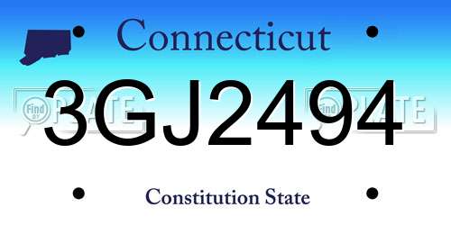 3GJ2494 Connecticut License Plate