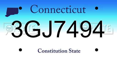 3GJ7494 Connecticut License Plate