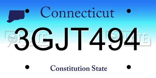 3GJT494 Connecticut License Plate