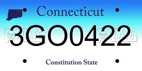 3GO0422 Connecticut License Plate