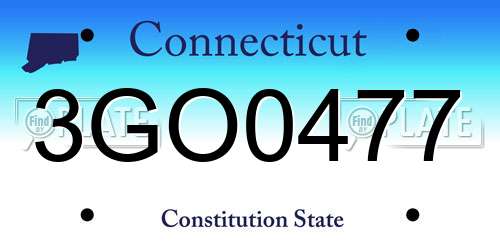 3GO0477 Connecticut License Plate