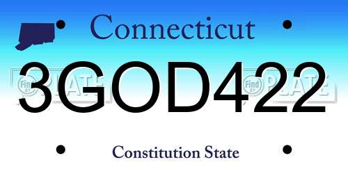 3GOD422 Connecticut License Plate