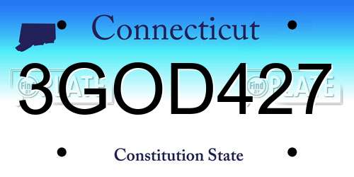 3GOD427 Connecticut License Plate