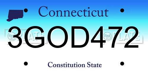 3GOD472 Connecticut License Plate