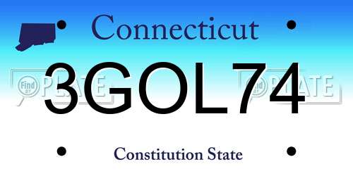 3GOL74 Connecticut License Plate