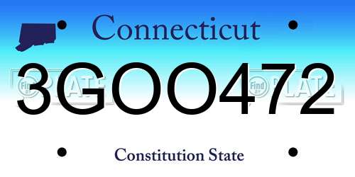 3GOO472 Connecticut License Plate