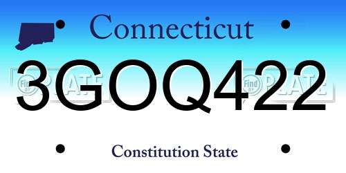 3GOQ422 Connecticut License Plate