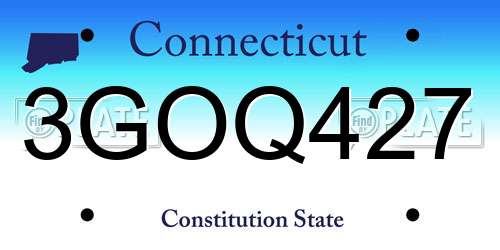 3GOQ427 Connecticut License Plate