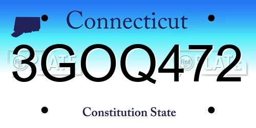 3GOQ472 Connecticut License Plate