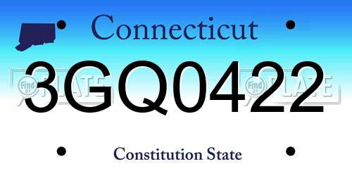 3GQ0422 Connecticut License Plate