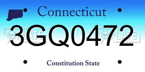 3GQ0472 Connecticut License Plate