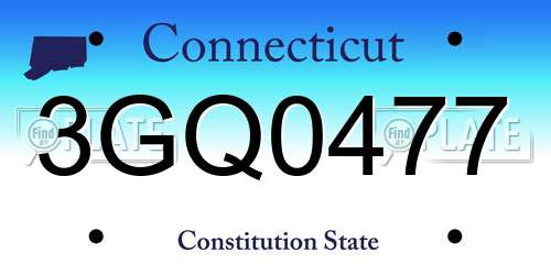3GQ0477 Connecticut License Plate