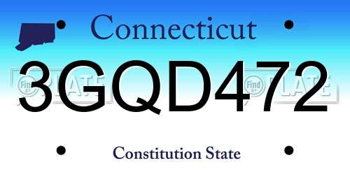 3GQD472 Connecticut License Plate