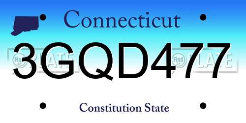3GQD477 Connecticut License Plate