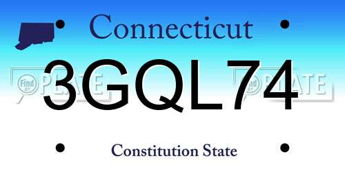 3GQL74 Connecticut License Plate