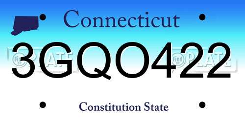 3GQO422 Connecticut License Plate
