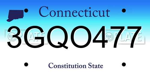 3GQO477 Connecticut License Plate
