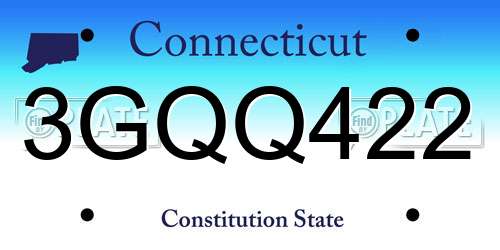 3GQQ422 Connecticut License Plate