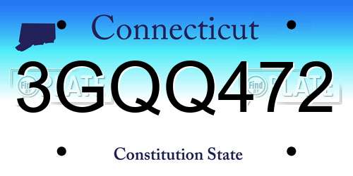3GQQ472 Connecticut License Plate