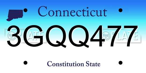 3GQQ477 Connecticut License Plate