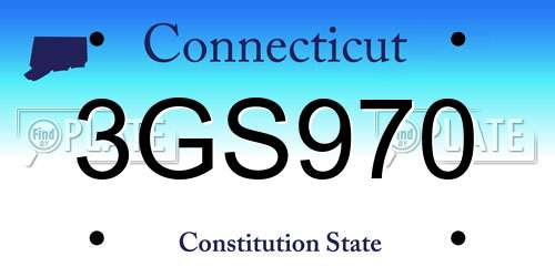 3GS970 Connecticut License Plate