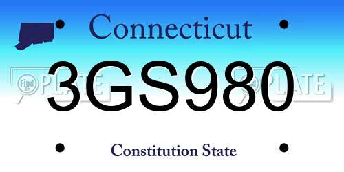 3GS980 Connecticut License Plate