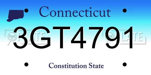 3GT4791 Connecticut License Plate