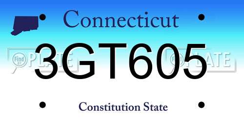 3GT605 Connecticut License Plate