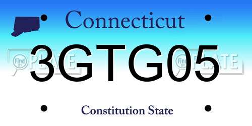 3GTG05 Connecticut License Plate