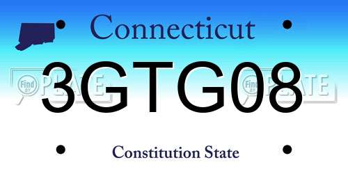 3GTG08 Connecticut License Plate