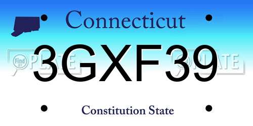 3GXF39 Connecticut License Plate