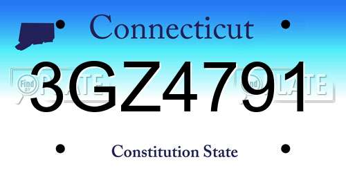 3GZ4791 Connecticut License Plate