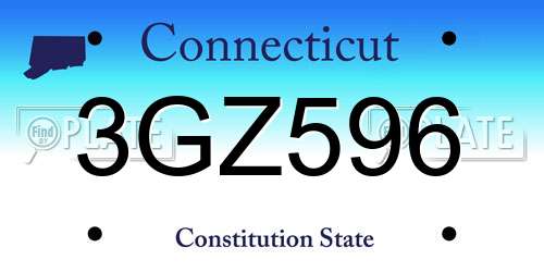 3GZ596 Connecticut License Plate