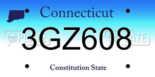 3GZ608 Connecticut License Plate