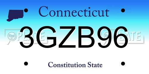 3GZB96 Connecticut License Plate