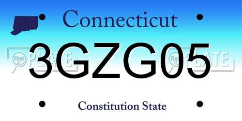 3GZG05 Connecticut License Plate
