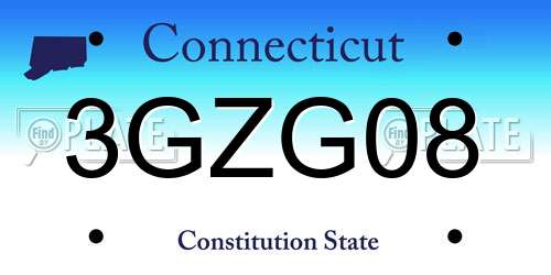 3GZG08 Connecticut License Plate