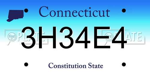 3H34E4 Connecticut License Plate
